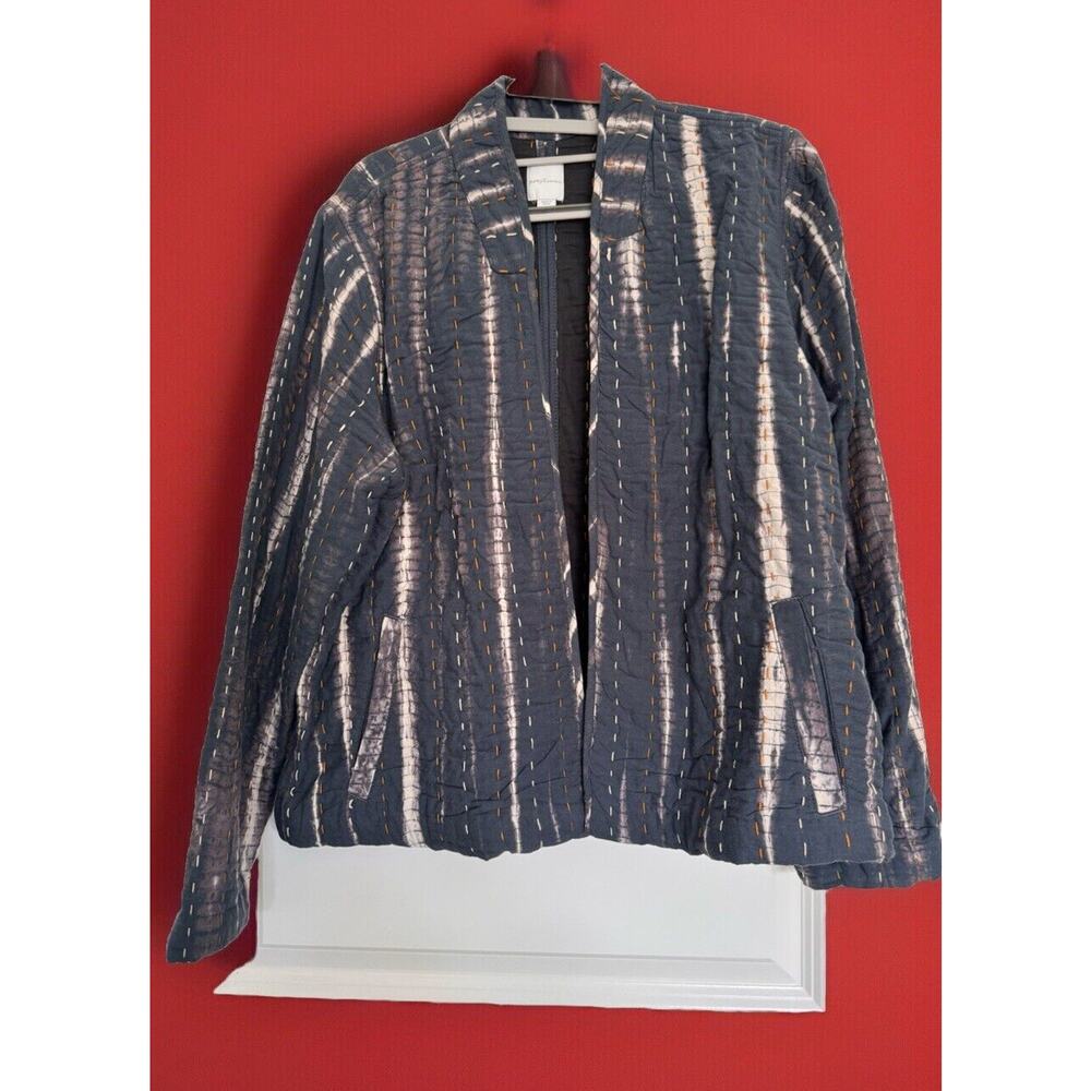 Quilted Open-Front Women’s Jacket in Slate Blue